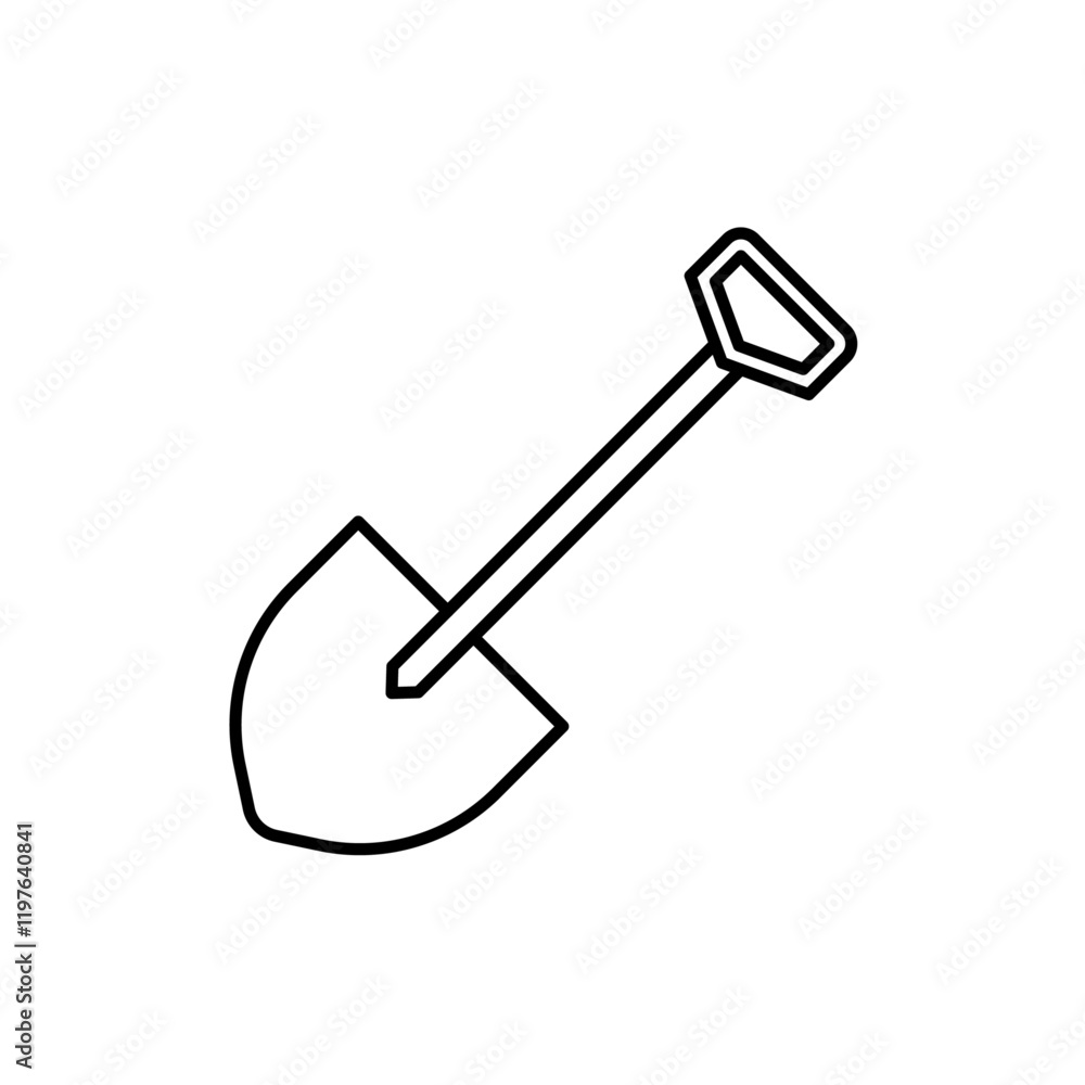 Shovel icon in liner stroke style Shovel icon in liner stroke style