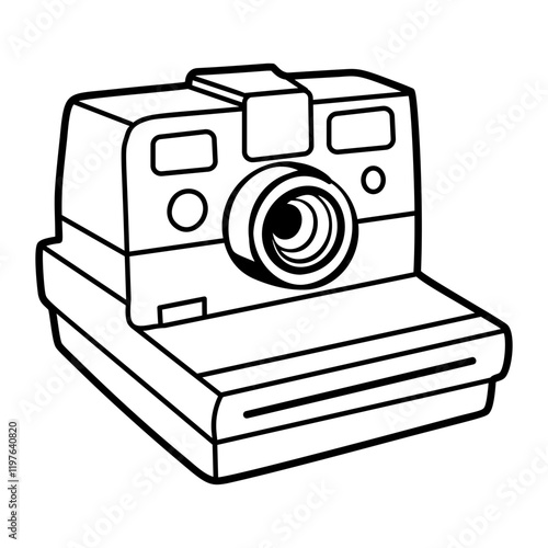 A doodle style icon of polaroid camera