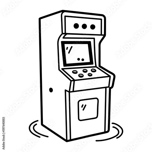 Arcade game machine icon in doodle style