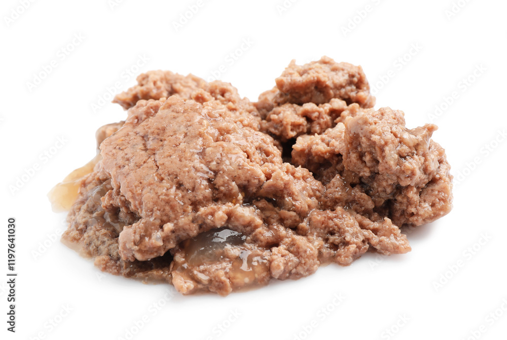 Portion of wet pet food isolated on white Portion of wet pet food isolated on white