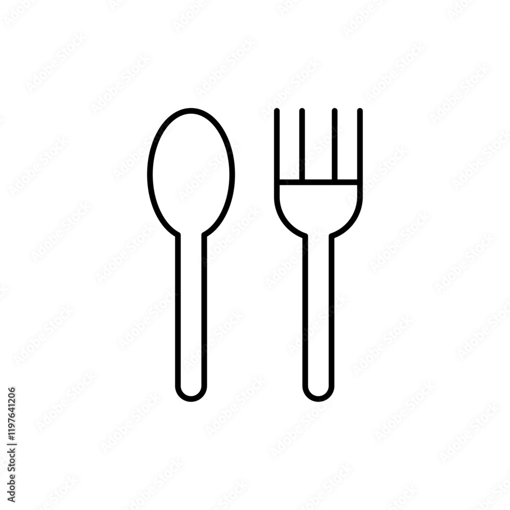 Spoon and Fork icon in liner stroke style Spoon and Fork icon in liner stroke style