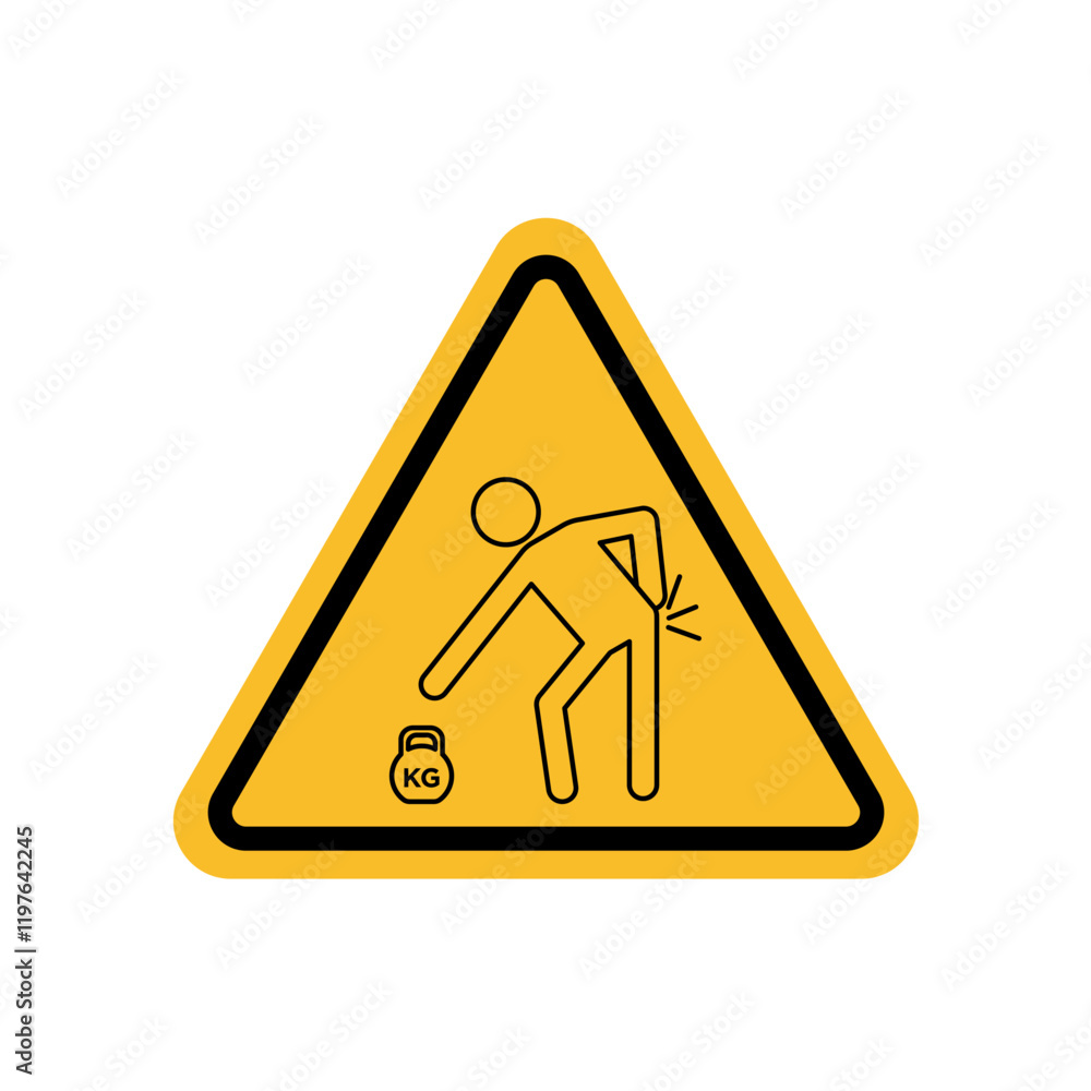 Warning heavy object sign in yellow color Warning heavy object sign in yellow color