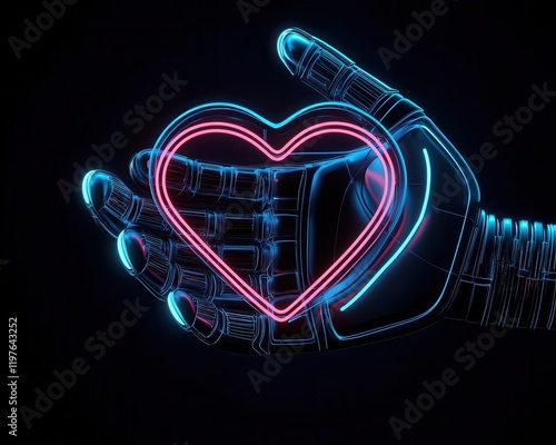 A Valentineinspired data glove with glowing heartshaped touchpads and futuristic controls photo