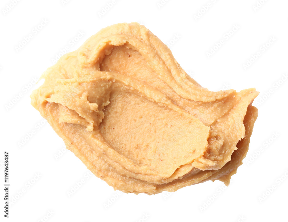 Sample of tasty nut butter isolated on white, top view Sample of tasty nut butter isolated on white, top view