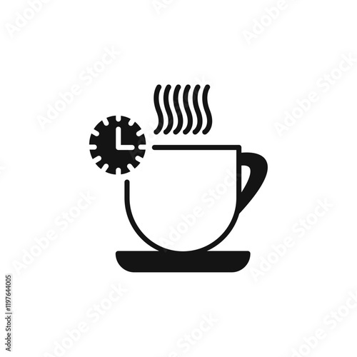 Coffee time icon Simple thin line flat symbol