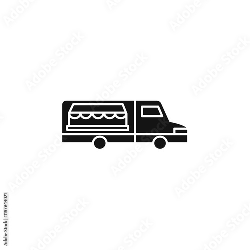 Coffee truck icon Simple thin line flat symbol