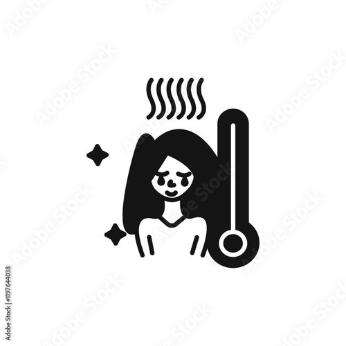 Cold human icon Simple thin line flat symbol