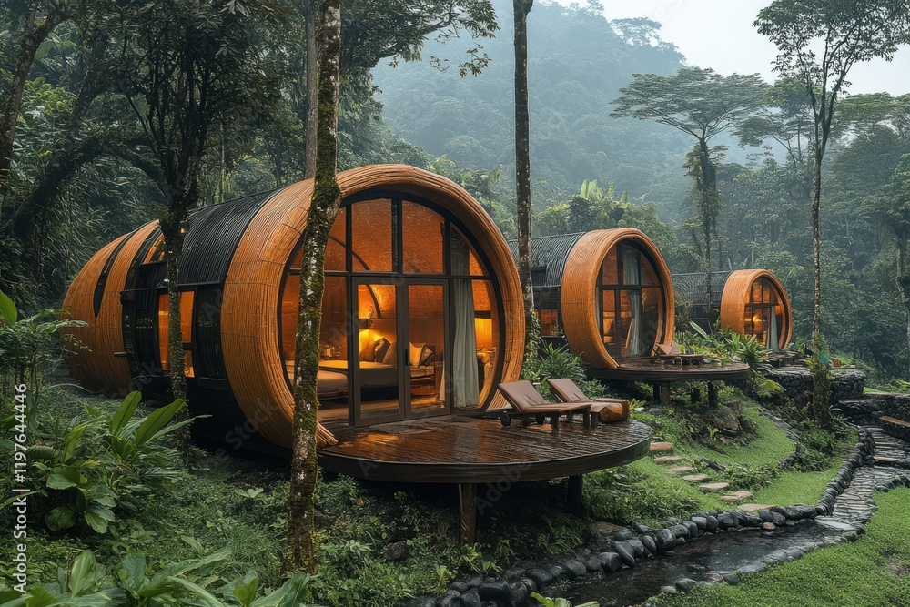 Unique Eco-Friendly Cabins in Lush Tropical Forest