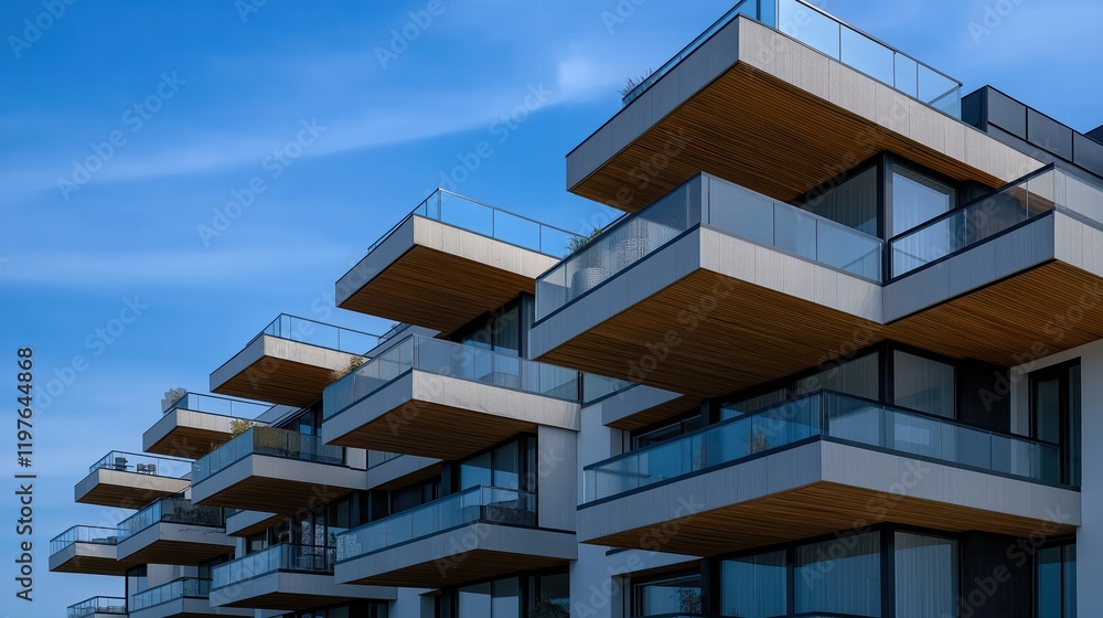 Glass balconies on a brand-new apartment complex. Houses with modern architecture near the sea. The building's facade is heavily glassed. Glass balconies on a brand-new apartment complex. Houses with modern architecture near the sea. The building's facade is heavily glassed.