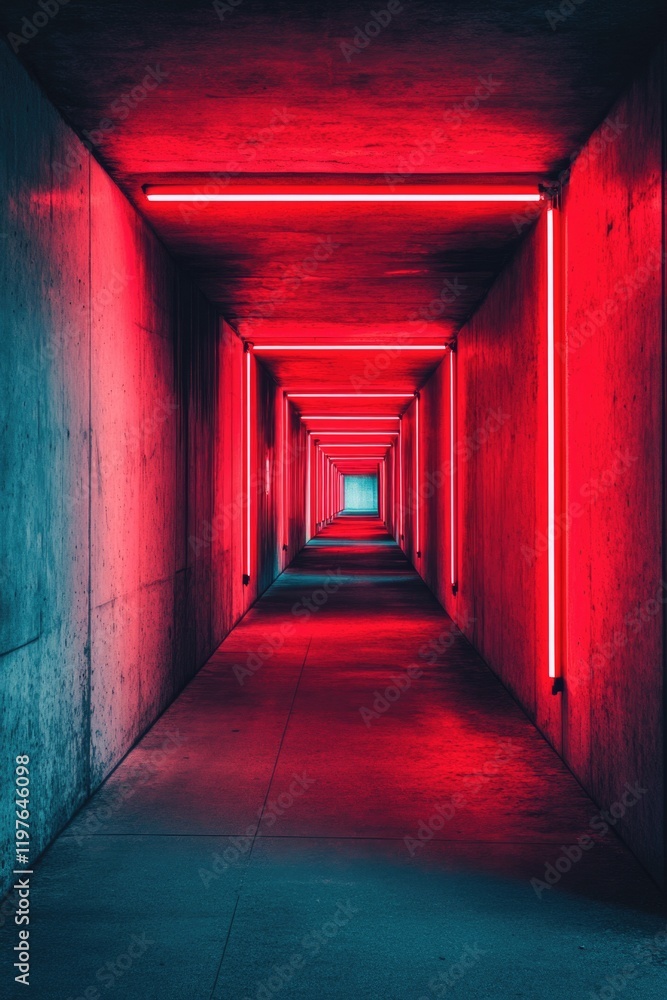 Neon lit hallway Neon lit hallway