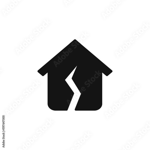 House damage icon Simple thin line flat symbol