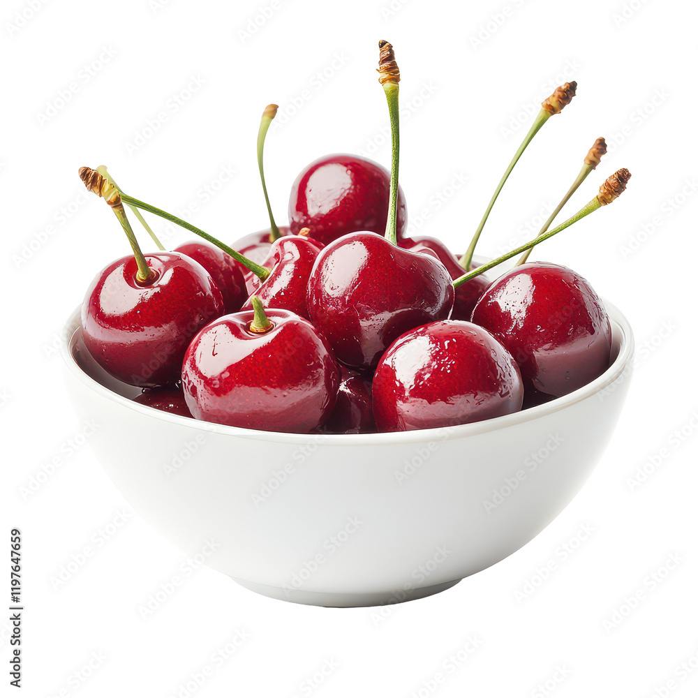 A vibrant bowl filled with fresh, juicy cherries against a pristine transparent background, a bowl filled with delicious cherries transparent background A vibrant bowl filled with fresh, juicy cherries against a pristine transparent background, a bowl filled with delicious cherries transparent background