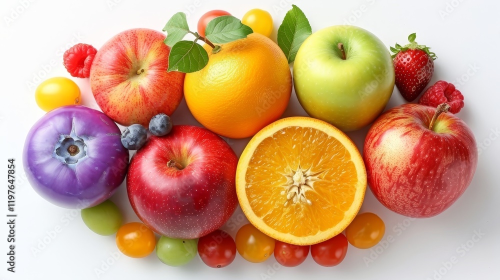 Vibrant top view of fresh vegetables and fruits highlighting a healthy grocery selection Vibrant top view of fresh vegetables and fruits highlighting a healthy grocery selection