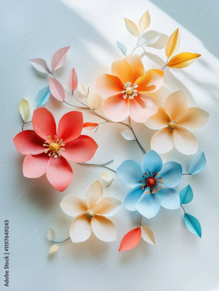 Paper Flowers on Table Paper Flowers on Table
