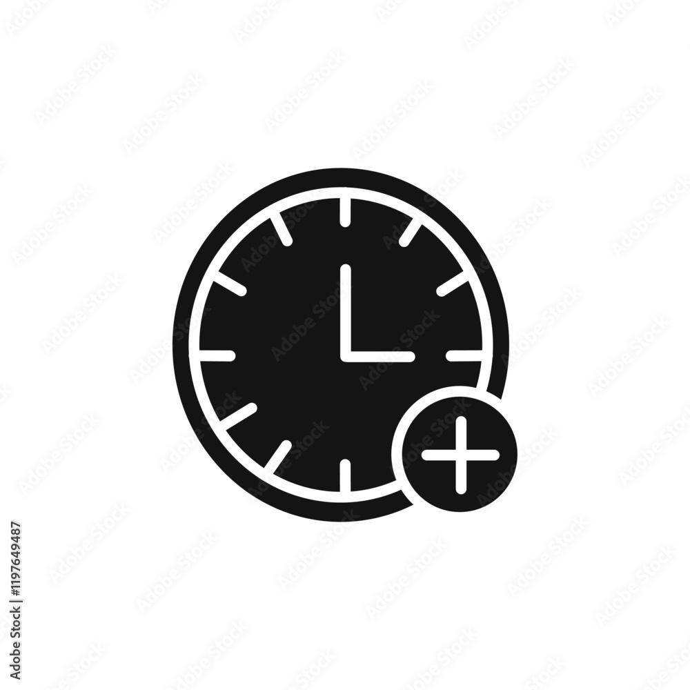 Plus hours icon Simple thin line flat symbol Plus hours icon Simple thin line flat symbol