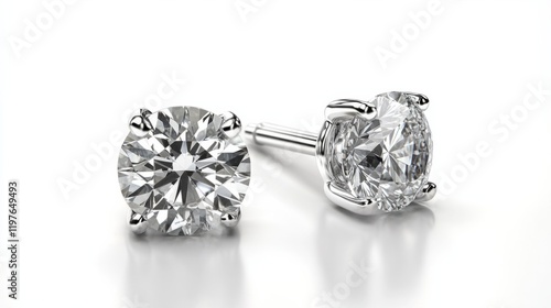 Minimalist stud earrings with round brilliant diamonds of 0.5 carats each generative ai