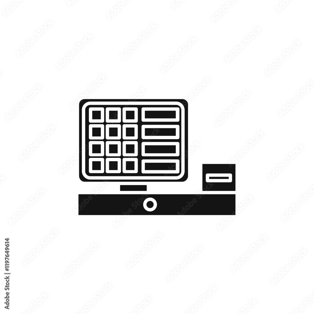 POS system icon Simple thin line flat symbol POS system icon Simple thin line flat symbol