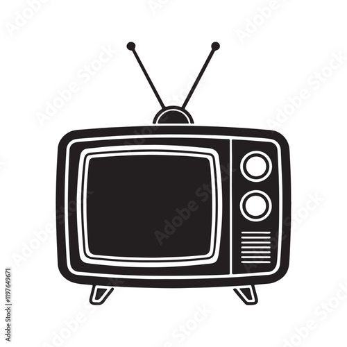 television silhouette, black and white silhouette, vector and illustration