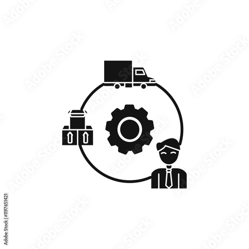 Supply chain icon Simple thin line flat symbol