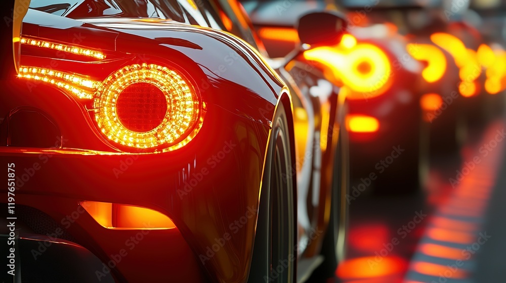 Fototapeta premium Rear Lights of Racing Cars