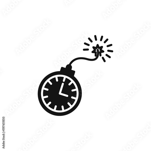 Time bomb with clock icon Simple thin line flat symbol