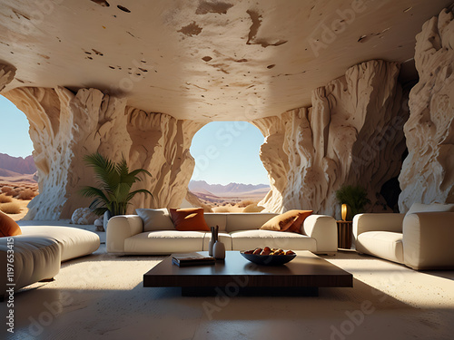 modern white smooth stone cave furniture photo