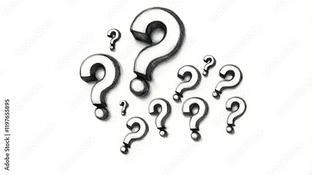 Question Mark: A symbol of Questions and Curiosity, Unlocking Knowledge and Solutions, brainstorming, reflective thinking. Question Mark: A symbol of Questions and Curiosity, Unlocking Knowledge and Solutions, brainstorming, reflective thinking.