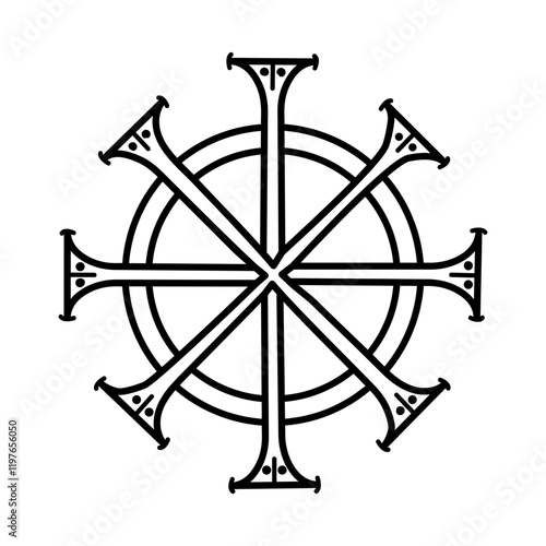 Chi rho sign icon in sketchy style