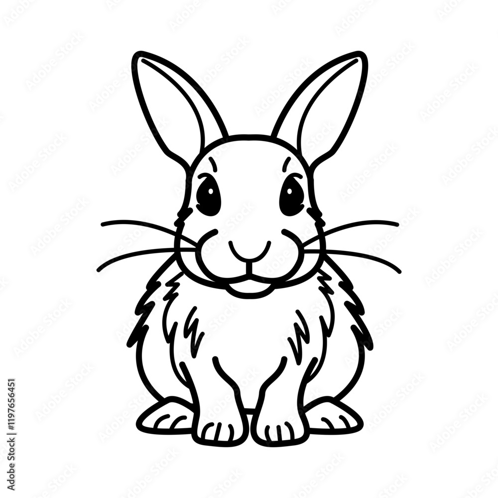 A hand drawn icon of a cute rabbit A hand drawn icon of a cute rabbit