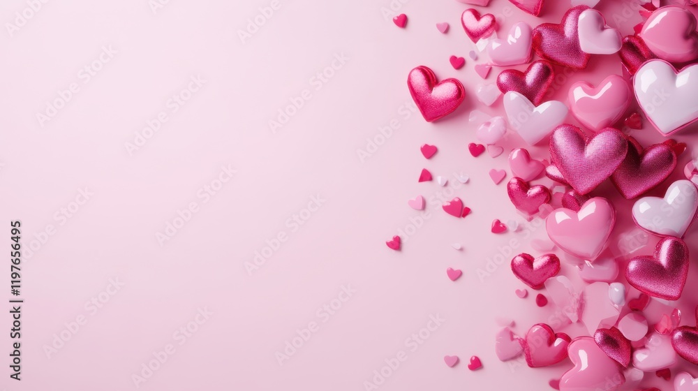 A delightful array of vibrant hearts dances across a soft pink canvas, inviting love and romance with ample space for heartfelt messages. A delightful array of vibrant hearts dances across a soft pink canvas, inviting love and romance with ample space for heartfelt messages.