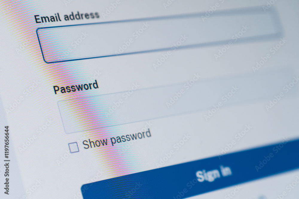 Obraz premium Login screen displaying email and password input fields for user authentication
