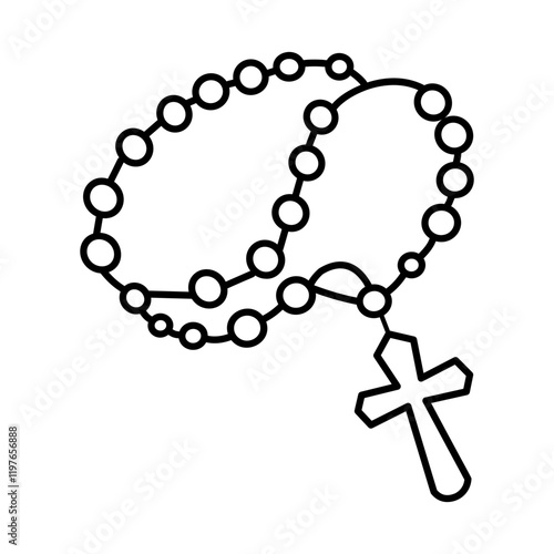 Rosary icon in hand drawn style