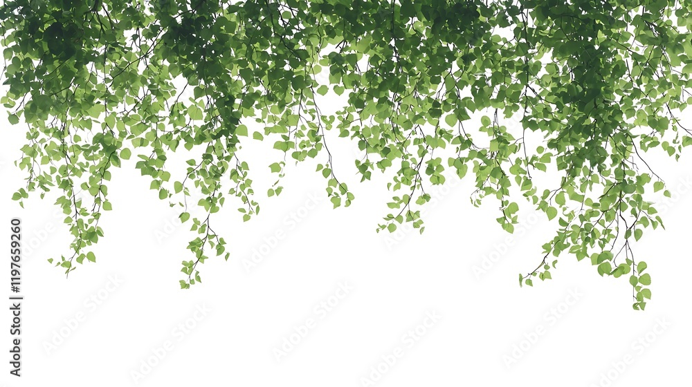 Lush Green Vine Border: A Serene Botanical Illustration Lush Green Vine Border: A Serene Botanical Illustration