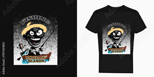Fishing t shirt design vector, vintage fishing tshirt graphic illustration, Fishing vector emblem