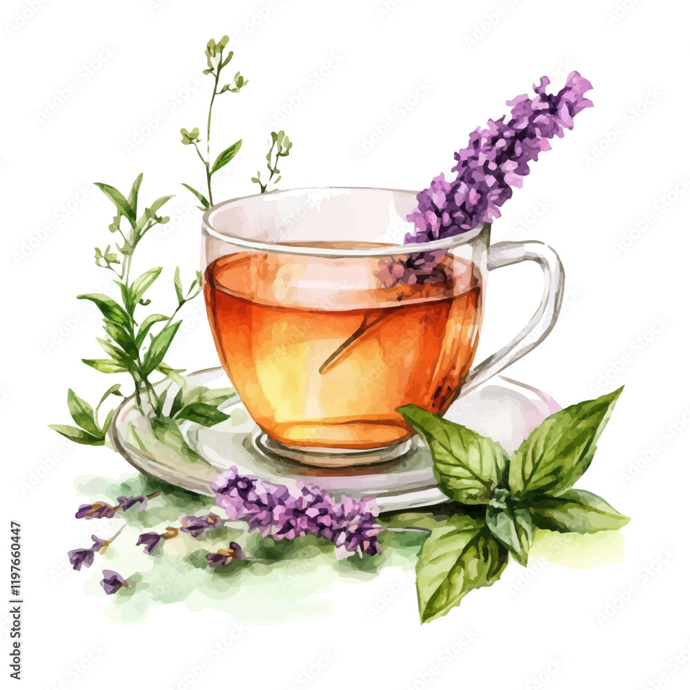 A watercolor drawing of a cup of herbal tea, isolated on a white background. Herbal tea vector.
A watercolor drawing of a cup of herbal tea, isolated on a white background. Herbal tea vector.