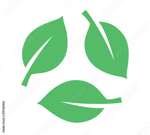 Green Recycling Sign Made of Leaves. Vector Eco Symbol of Nature, Sustainability, and Environment. 