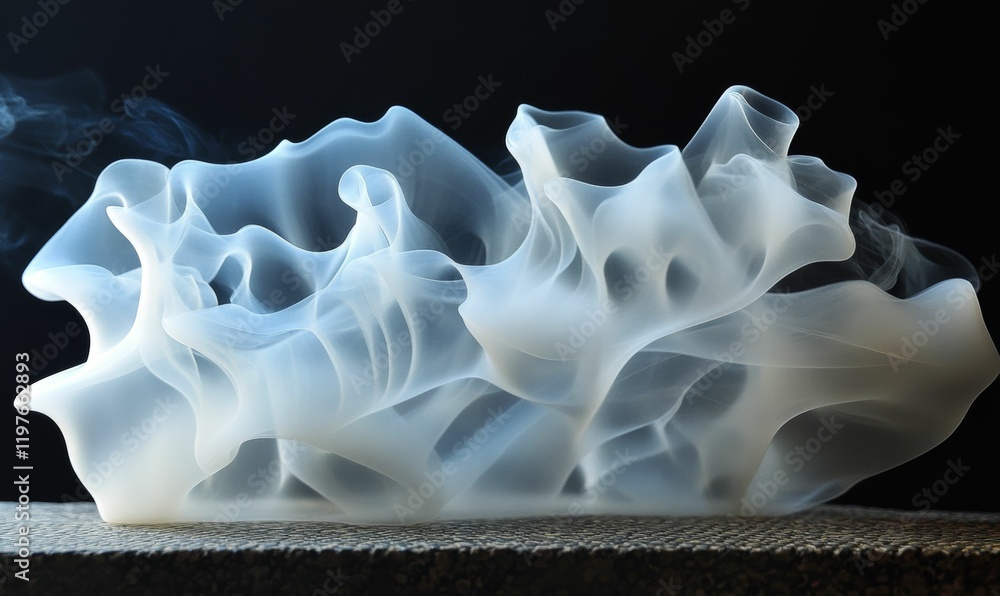 White smoke billows, abstract form, dark background. White smoke billows, abstract form, dark background.