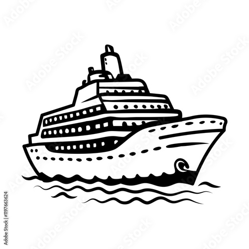 A sketchy style icon of cruise boat