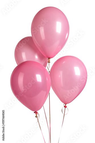 A group of pink balloons tied together with a ribbon is a perfect decoration for carnivals and festive holidays