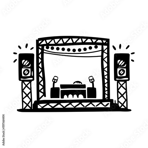 A hand drawn style icon of concert stage