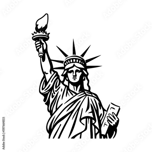 A sketchy style icon of liberty statue
