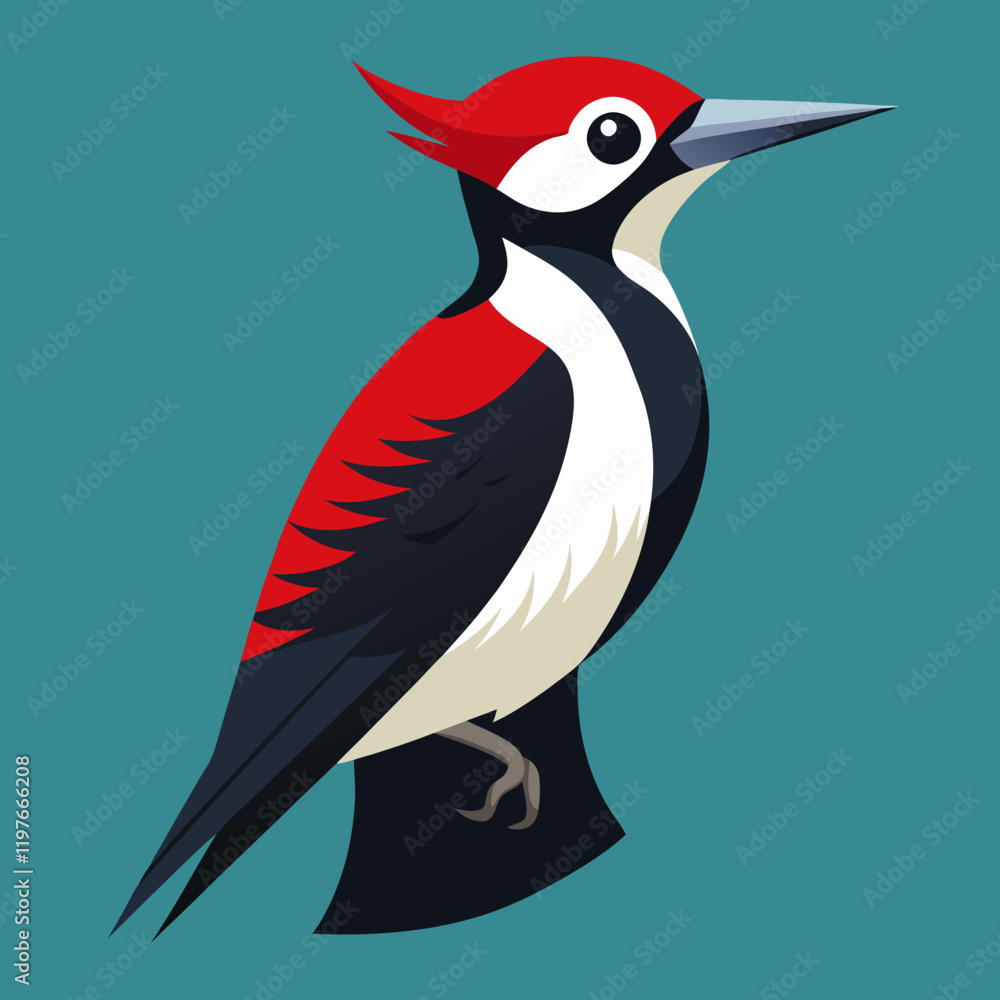 Fototapeta premium vector illustration of red cockaded woodpecker