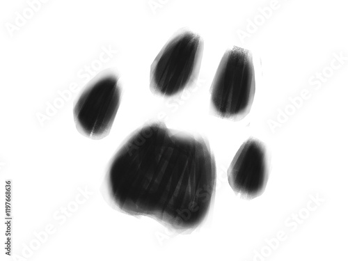 犬猫の肉球、足跡１つのイラスト