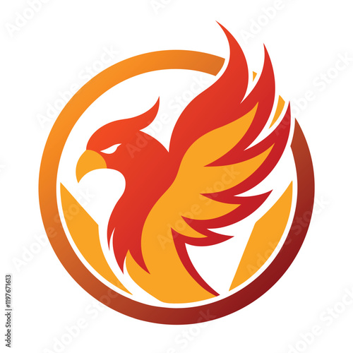 A dynamic phoenix circle mascot logo featuring a fiery phoenix with outstretched wings, encased in a bold circular frame, symbolizing strength, renewal, and resilience.