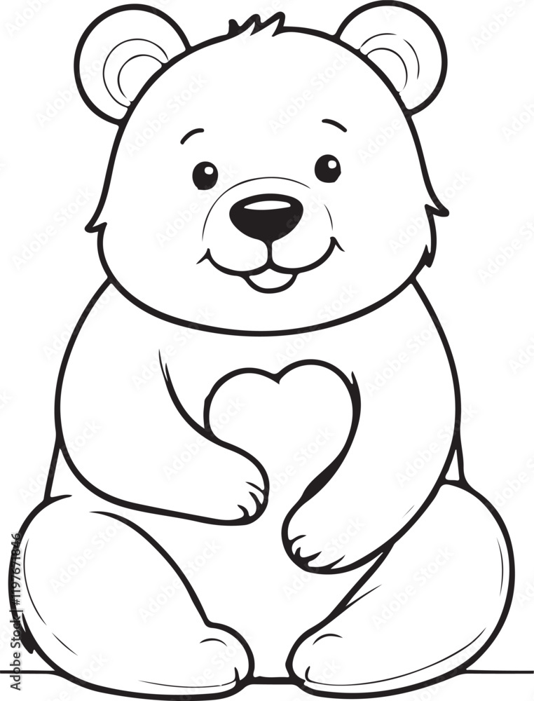 A bears coloring page line art design in white background A bears coloring page line art design in white background