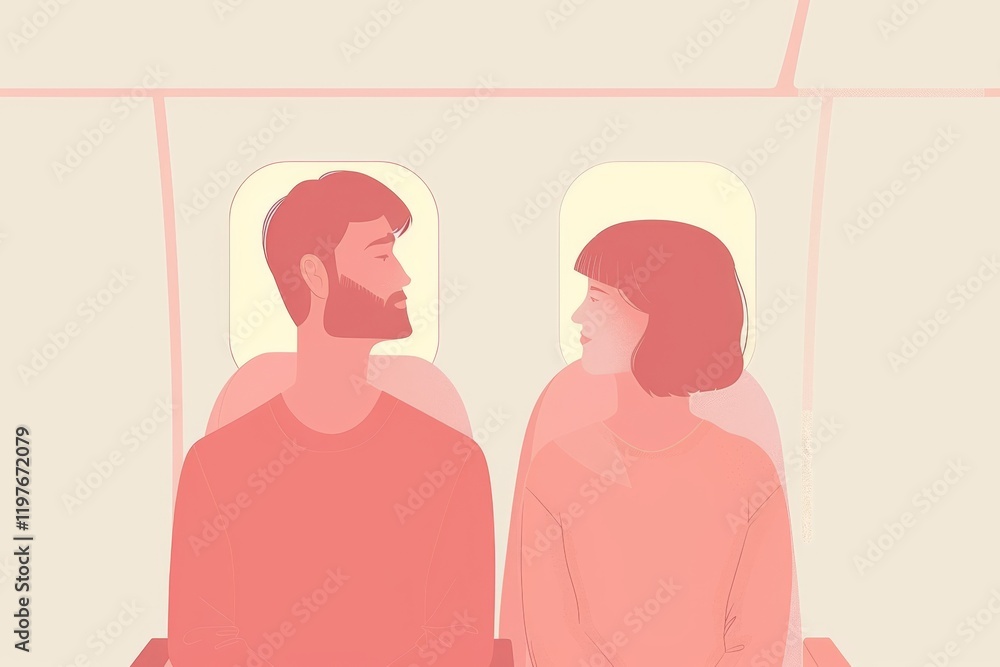Obraz premium Couple traveling on an airplane