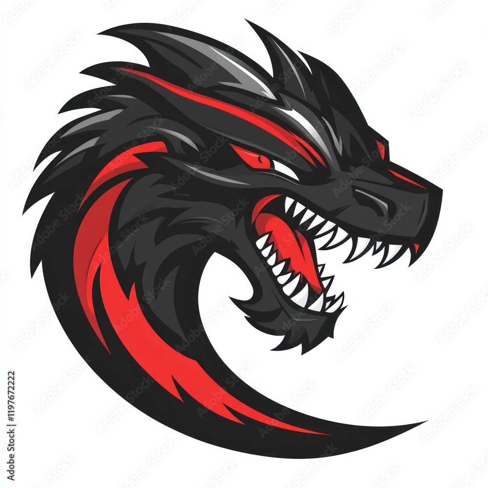 custom made wallpaper toronto digitalFierce black red dragon head mascot, gaming logo