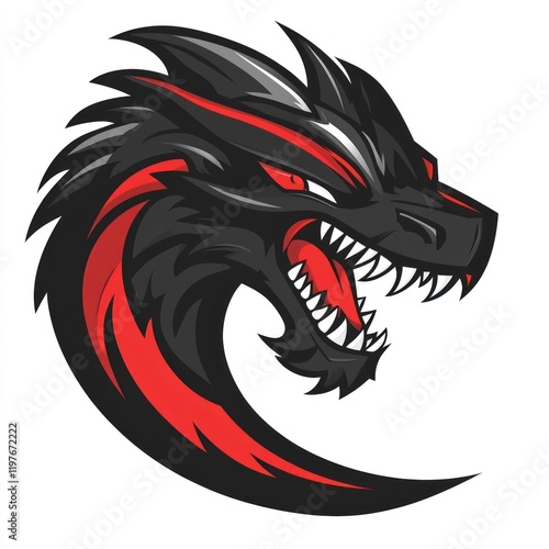 Wallpaper Mural Fierce black red dragon head mascot, gaming logo Torontodigital.ca