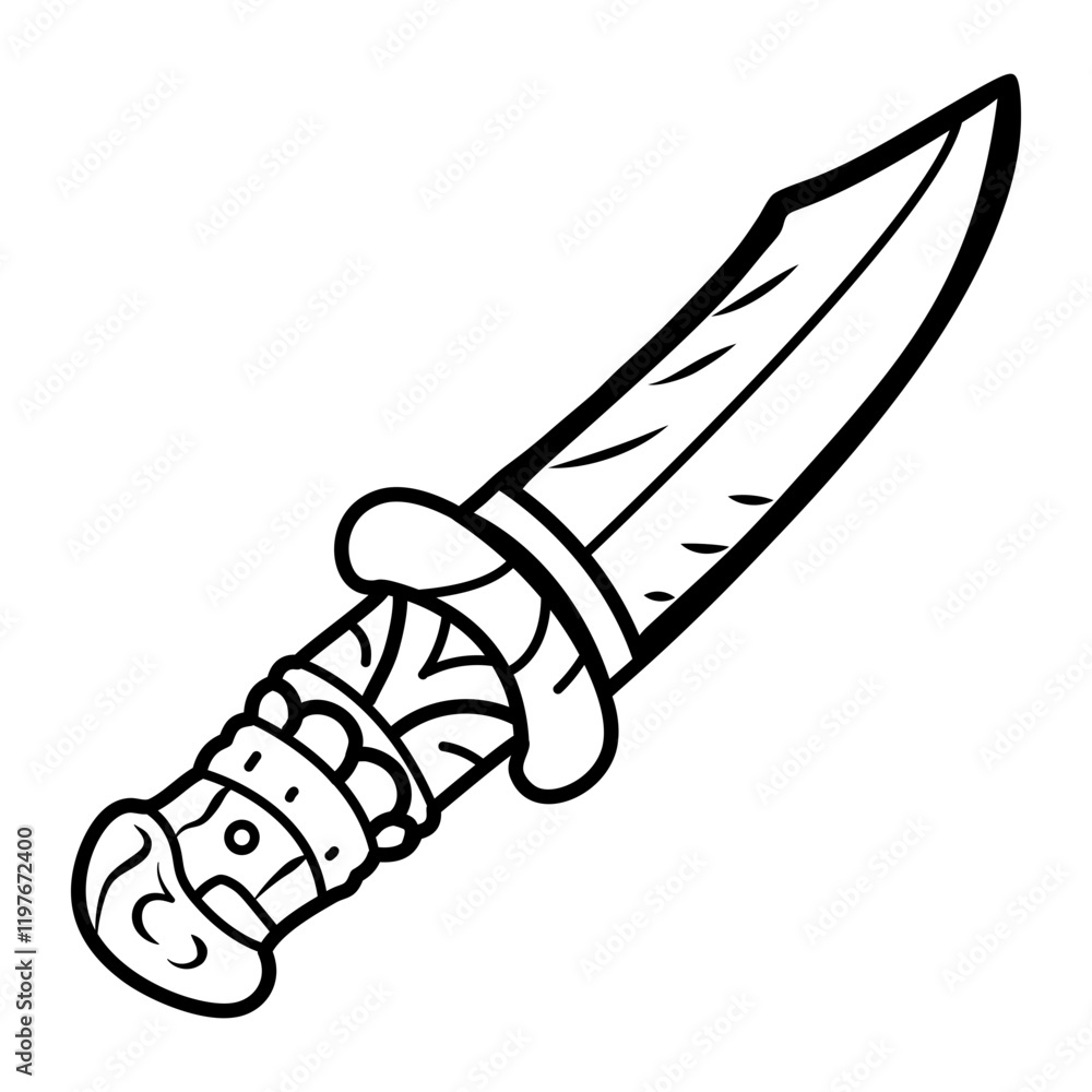 Sharp dagger icon in doodle style Sharp dagger icon in doodle style