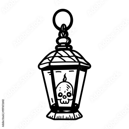 A hand drawn icon of a spooky lantern